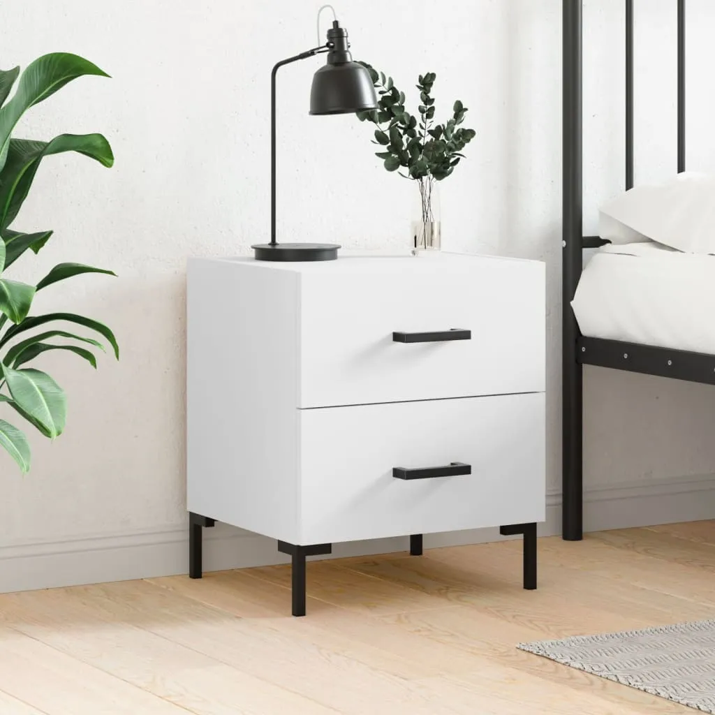 bedside table 40x35x47.5 cm, engineered wood, bedside table Sonoma oak - White