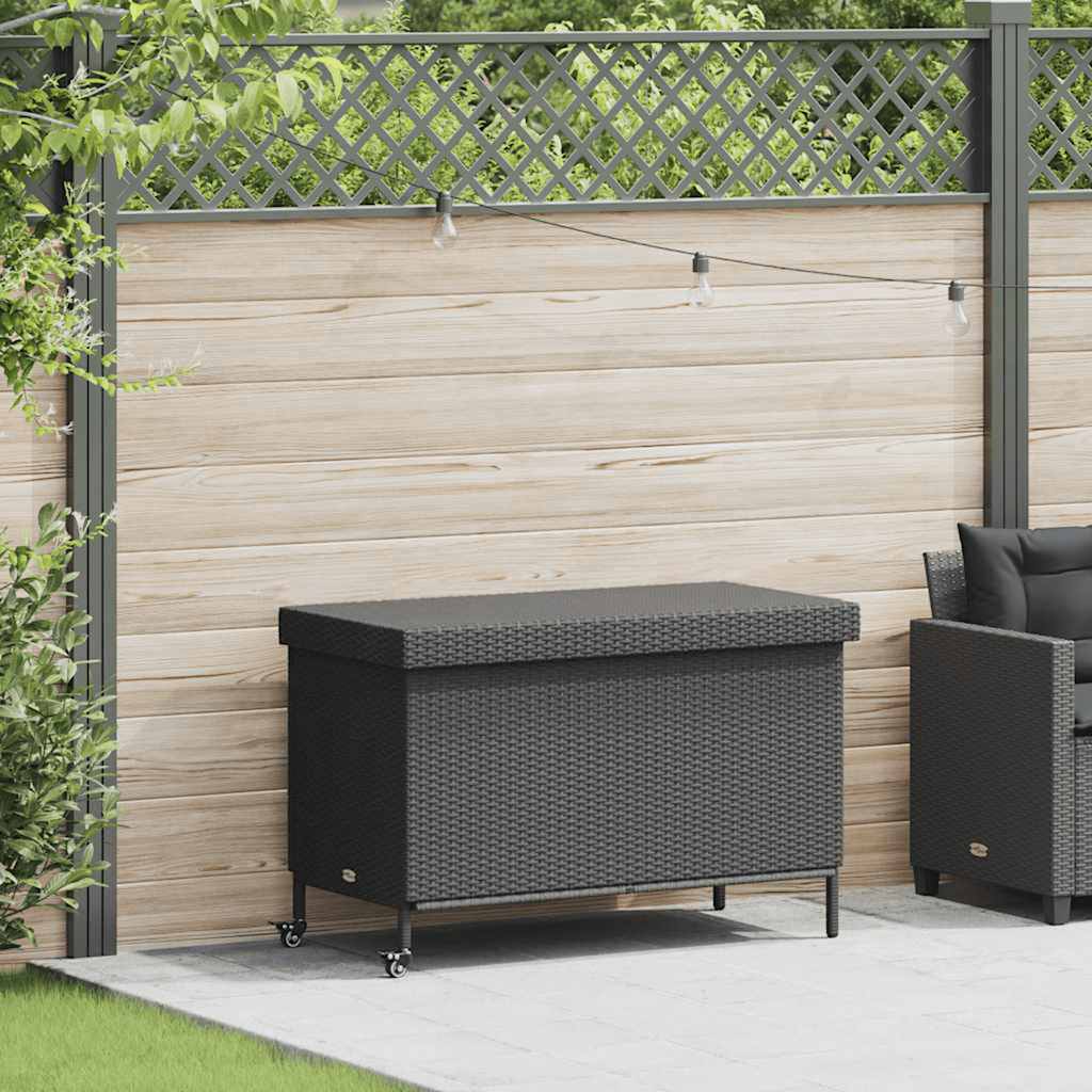   Garden Chest with Wheels 110x Poly Rattan  