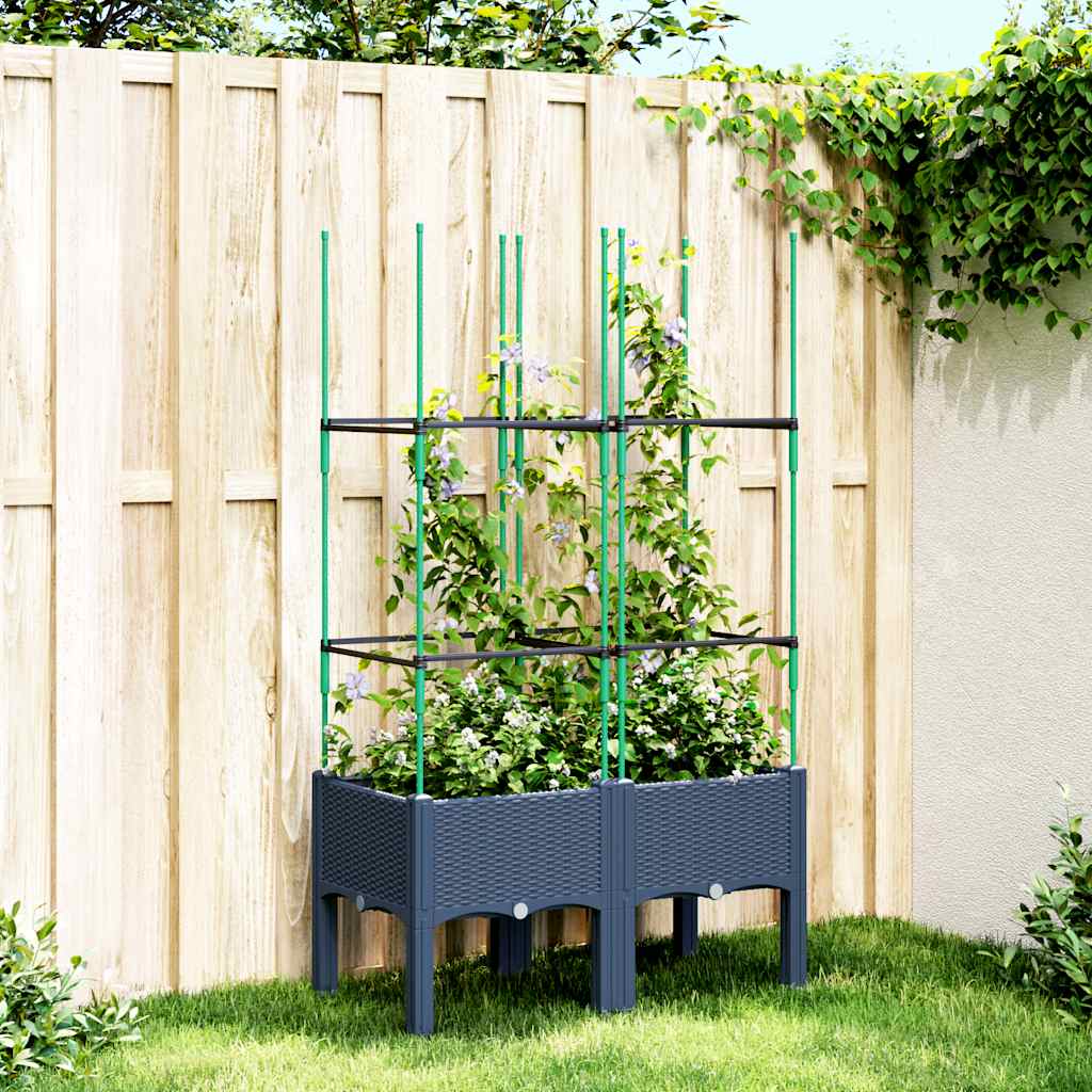   planter with trellis, blue-grey, 80x40x142.5 cm, PP