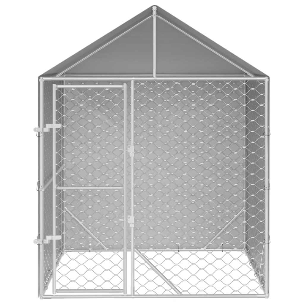   Outdoor Dog Kennel with Roof, Silver, 2x2x2.5 m, Galvanized