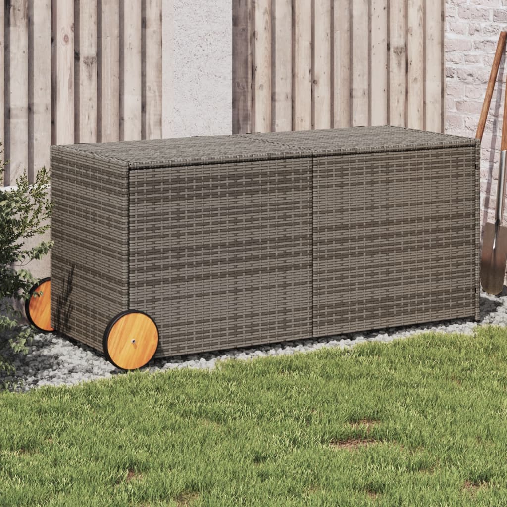   Garden Chest with Wheels 283L Poly Rattan  