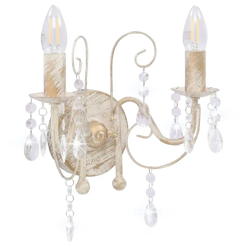 wall light with antique beads, 2 x E14 sockets