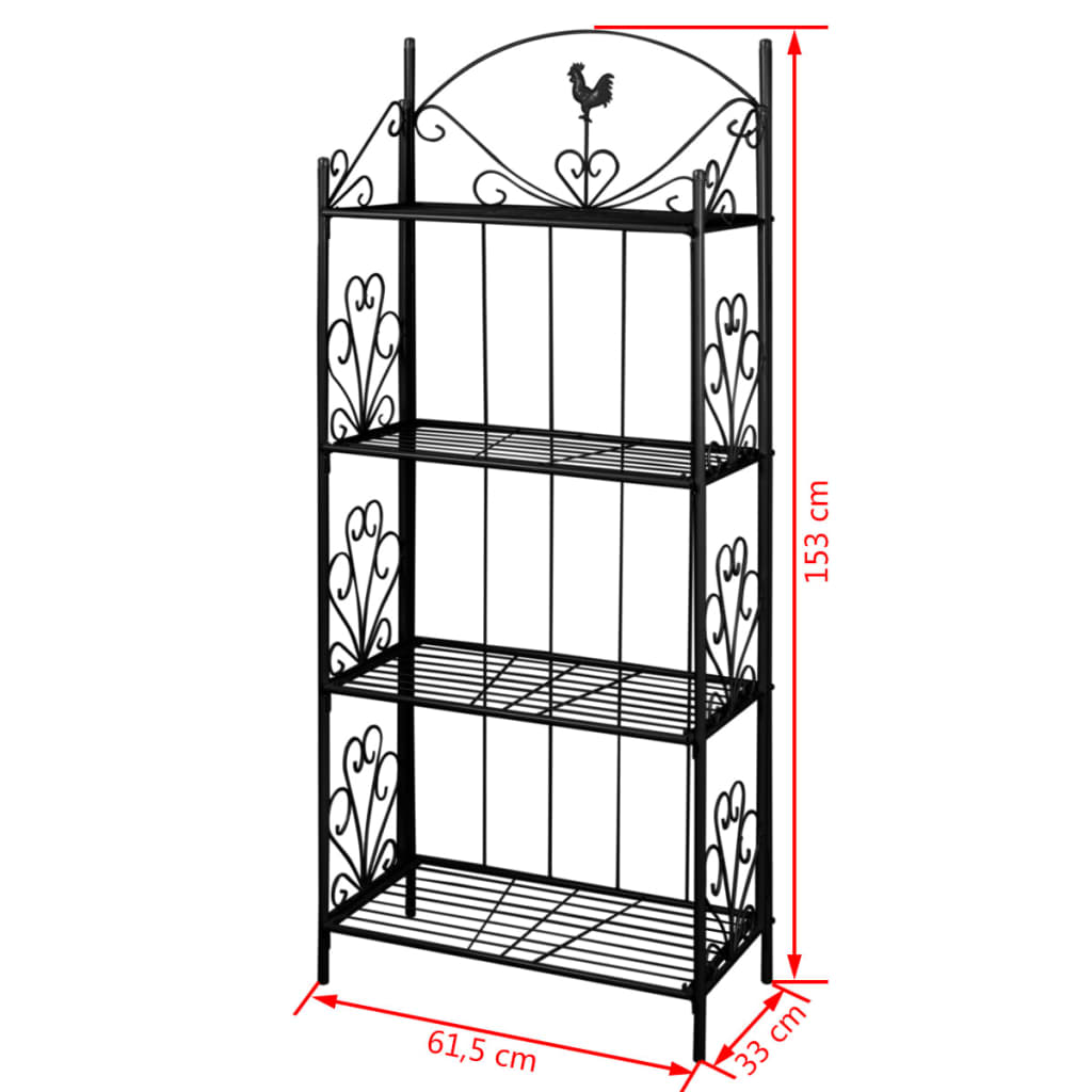 Freistehender Pflanzenständer aus schwarzem Edelstahl – elegantes Rosenmuster für Garten, Veranda oder Terrasse_voghion.com