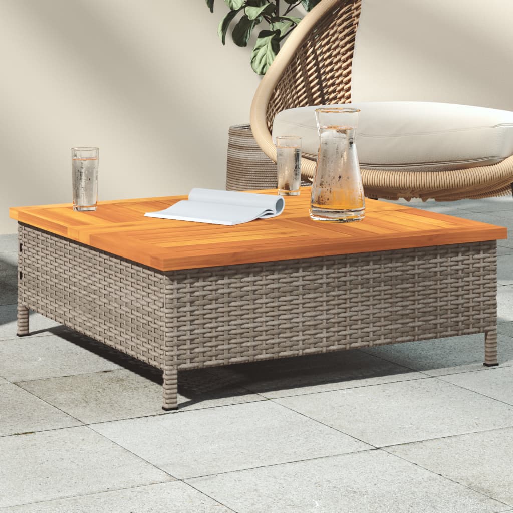 Garden Table 70x Rattan and Acacia Wood Garden Table Gray - Shop at LoveMi