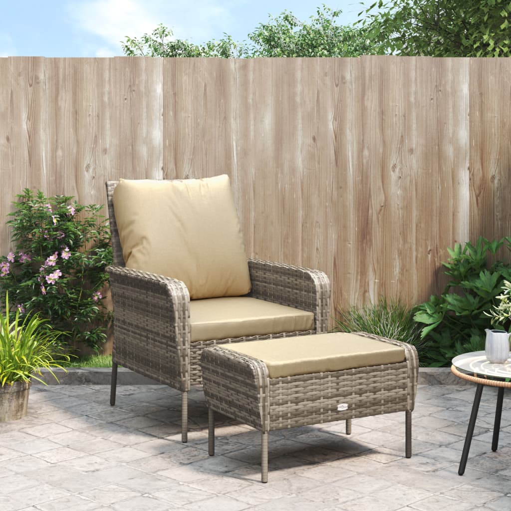 Garden Chair with Footstool Light Brown Poly Rattan Light Brown - Shop at LoveMi