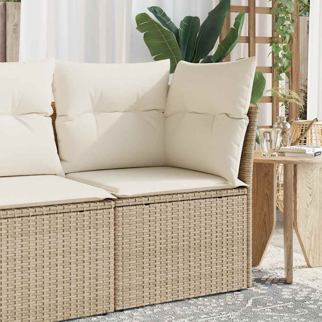 Garden Sofa without Armrests with Cushions Poly Rattan Beige And Cream - Shop at LoveMi