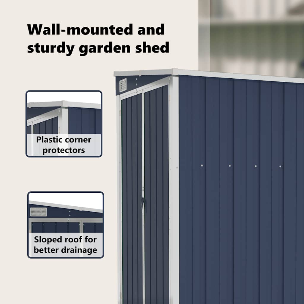 Wall-mounted Garden Shed Galvanized Steel Anthracite Grey Storage_voghion.com