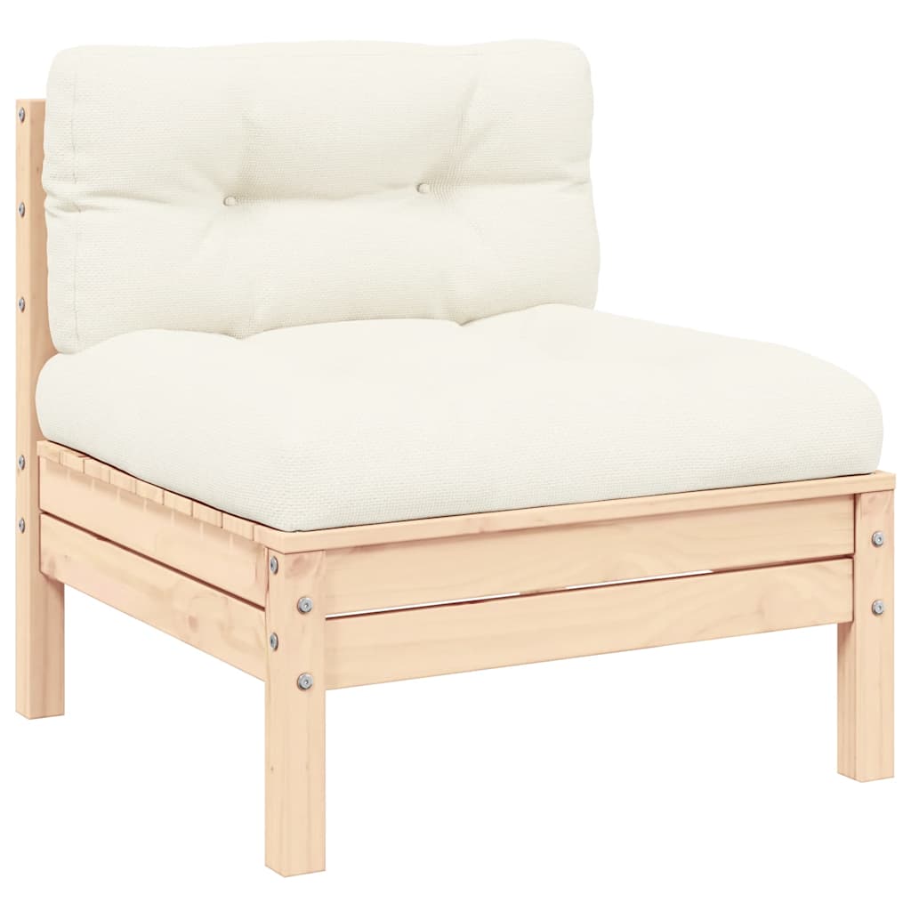 Garden Center Sofa with Grey Cushions Solid Pine Wood Nature And Cream - Shop at LoveMi