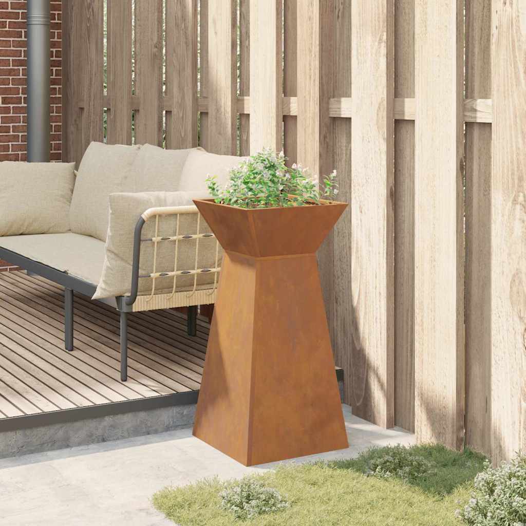 Stahl-Pflanzsäulen-Pflanzgefäß mit trapezförmigem Design für die Gartendekoration und Pflanzenpräsentation_voghion.com