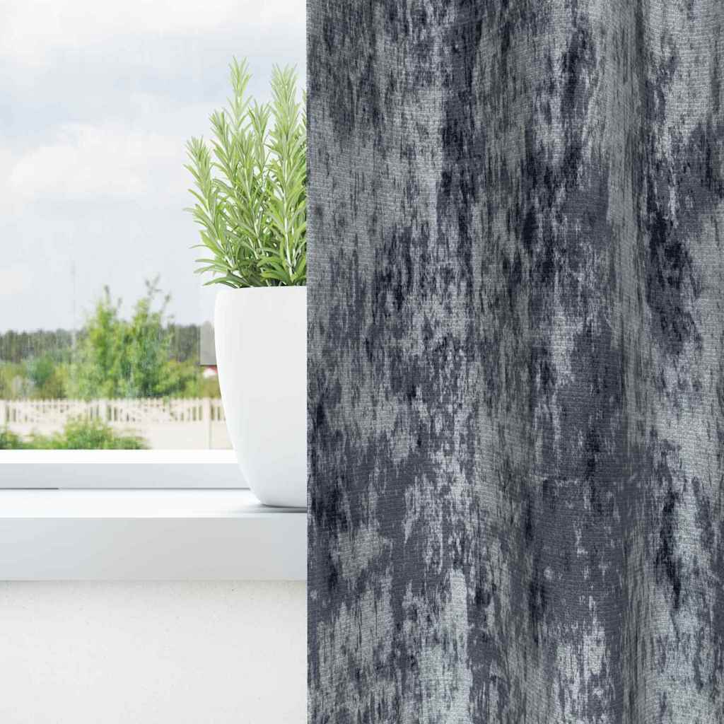   Curtain Set of 2 Silver Velvet