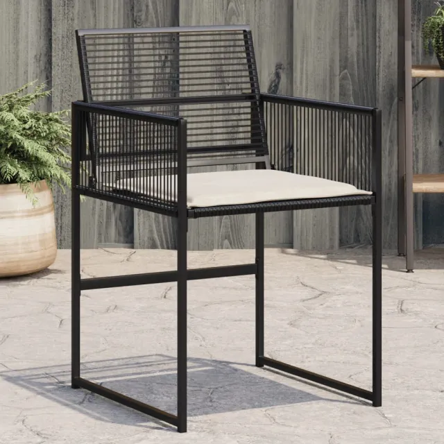 Garden Chairs with Cushions, , Poly Rattan Black And White - Shop at LoveMi