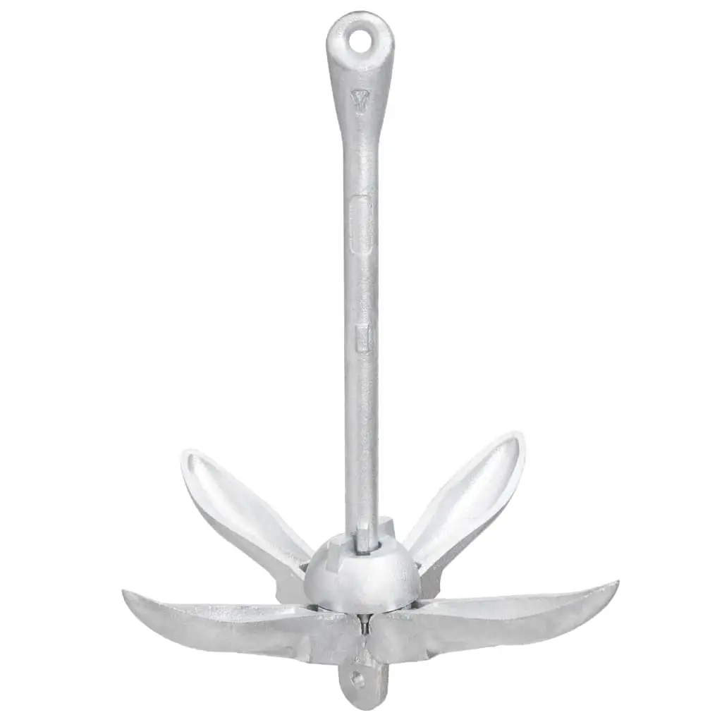 Folding Anchor with Rope Silver Malleable Cast Iron Folding Anchor