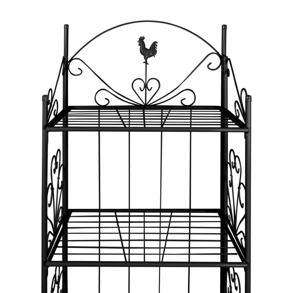 Freistehender Pflanzenständer aus schwarzem Edelstahl – elegantes Rosenmuster für Garten, Veranda oder Terrasse_voghion.com