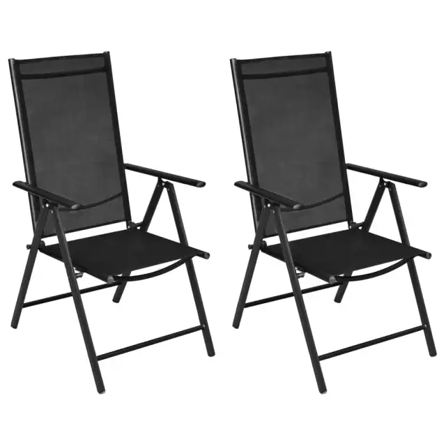 Folding Garden Chairs, Set of 2, and Textilene Black - Shop at LoveMi