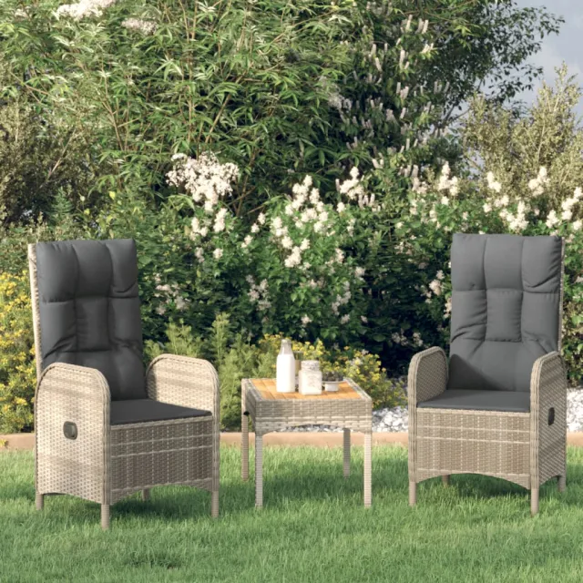 3 piece garden lounge set with cushions, poly rattan Gray - Shop at LoveMi