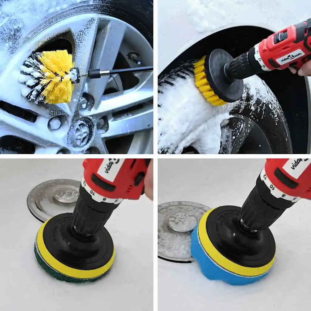 Drill Brush Set 28 Pieces Multicolor and Car Cleaning Brush Set