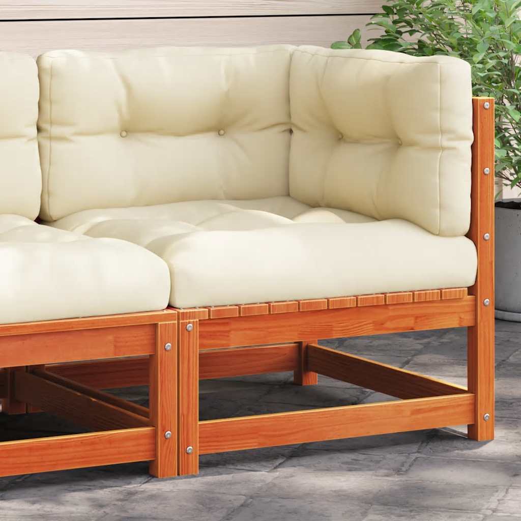 Garden Sofa 2 Seater with Cushions Solid Pine Wood Wax Brown - Shop at LoveMi