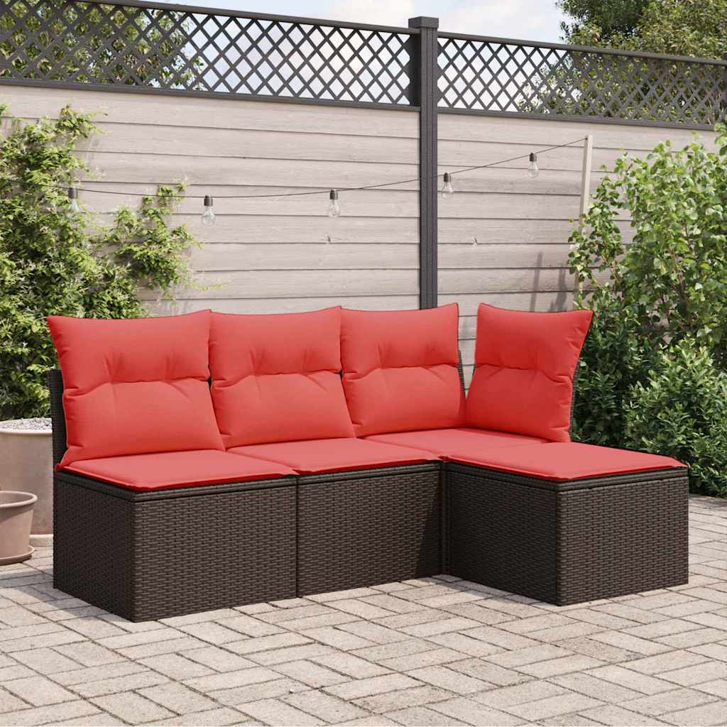 Garden Stool with Cushion 55x Poly Rattan Brown - Shop at LoveMi