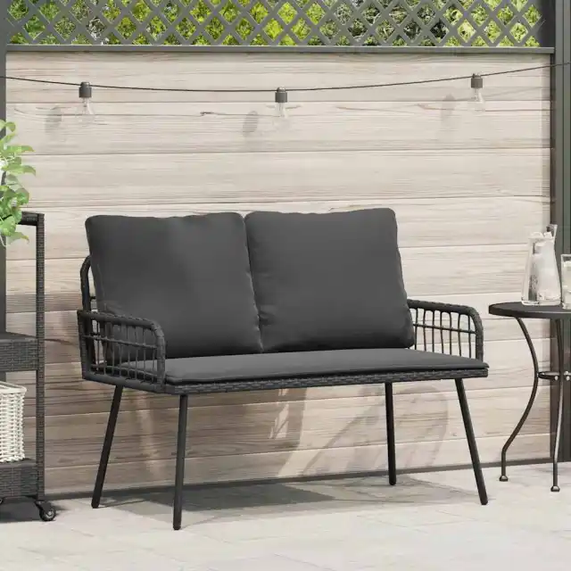 garden bench with cushions 114 x Black And Dark Grey - Shop at LoveMi