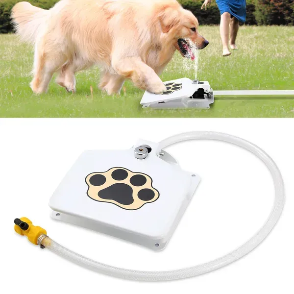 Dog Water Fountain Outdoor Pet Dispenser Step-on Activated