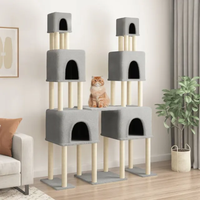 Cat Tree with Sisal Scratching Posts 199 cm Light Grey - Shop at LoveMi