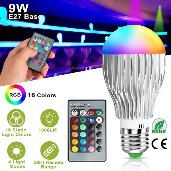 9W LED Light Bulb E27 RGB Lamp