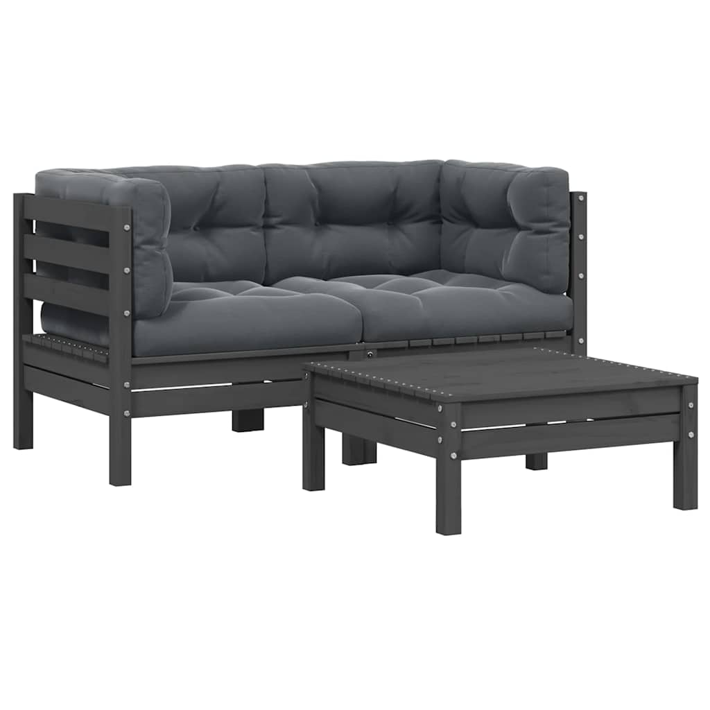 Garden Center Sofa with Grey Cushions Solid Pine Wood Gray - Shop at LoveMi
