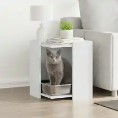 Cat Litter Box 42x Wood Material Cat Litter Box 42x Wood Material - White - View 1