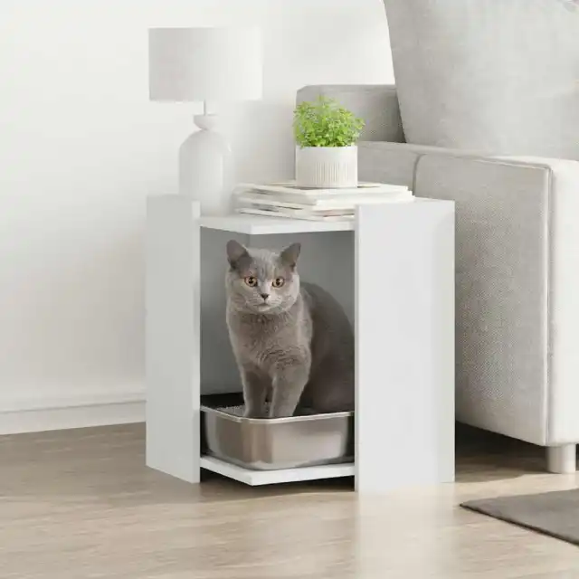 Cat Litter Box 42x Wood Material Cat Litter Box 42x Wood Material White - Shop at LoveMi