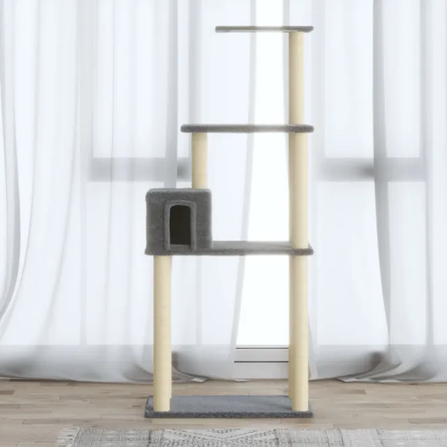 Cat Tree with Sisal Scratching Posts 147 cm Light Grey - Shop at LoveMi