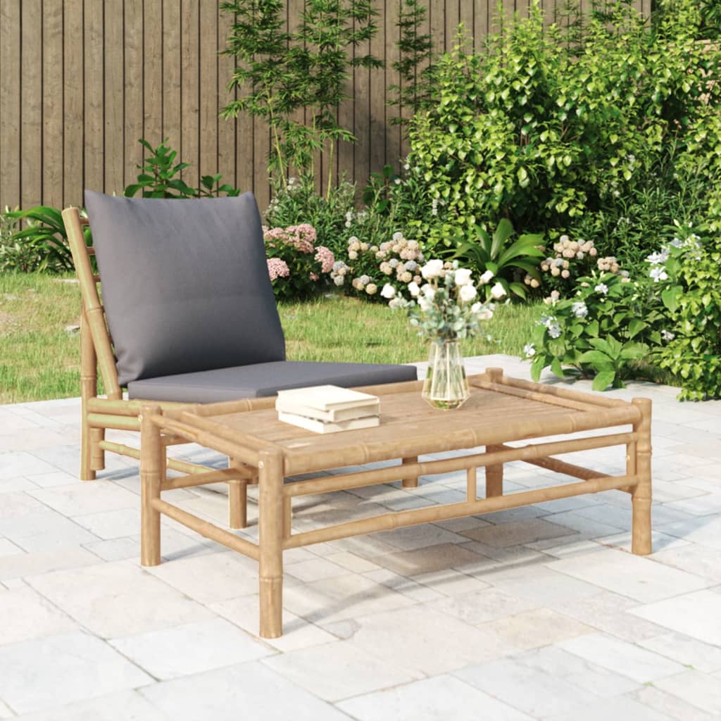 2 piece garden lounge set with cream white cushions, garden chairs Dark Grey - Shop at LoveMi