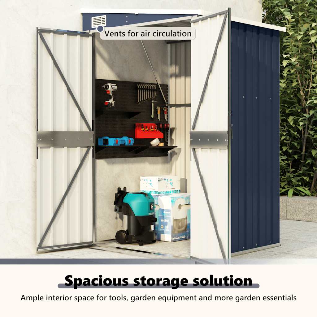 Wall-mounted Garden Shed Galvanized Steel Anthracite Grey Storage_voghion.com
