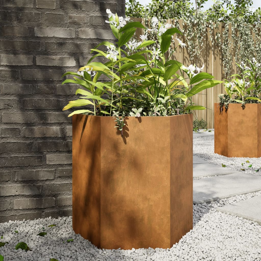 Hexagonal Steel Planters, 2 Pieces, picture 5 of 7