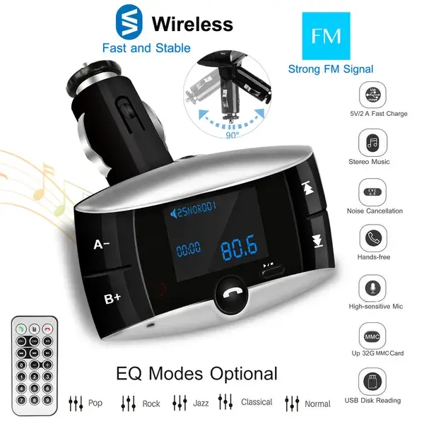Car Wireless FM Transmitter USB Charger Hands-free