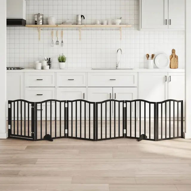 6 piece dog gate with door, foldable, 300 cm Black - Shop at LoveMi