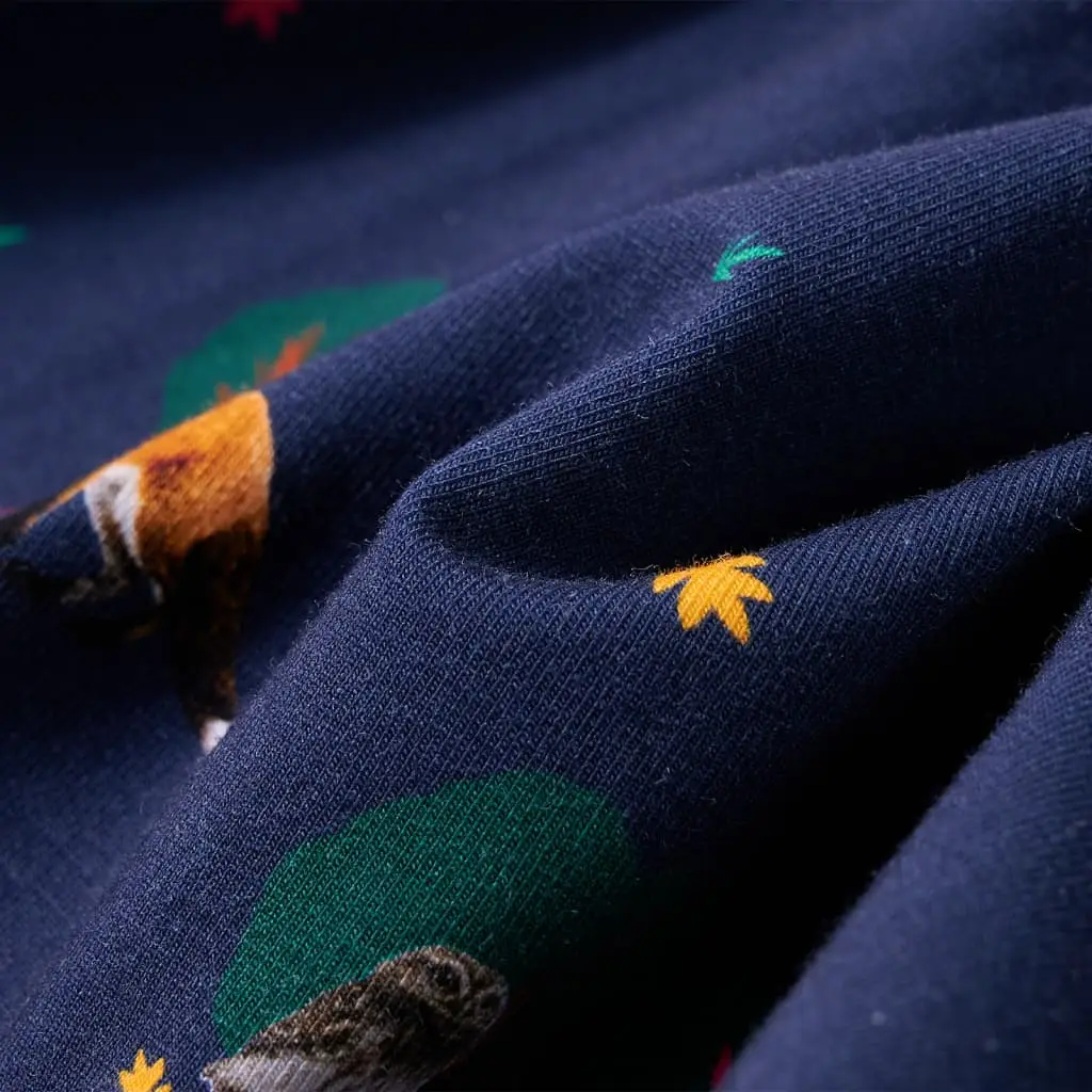 Children's dress with long sleeves and drawstring, navy blue, size 104