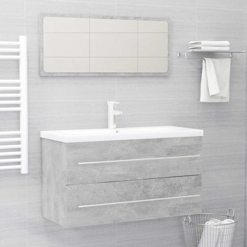   2-piece bathroom furniture set, concrete grey wood composite