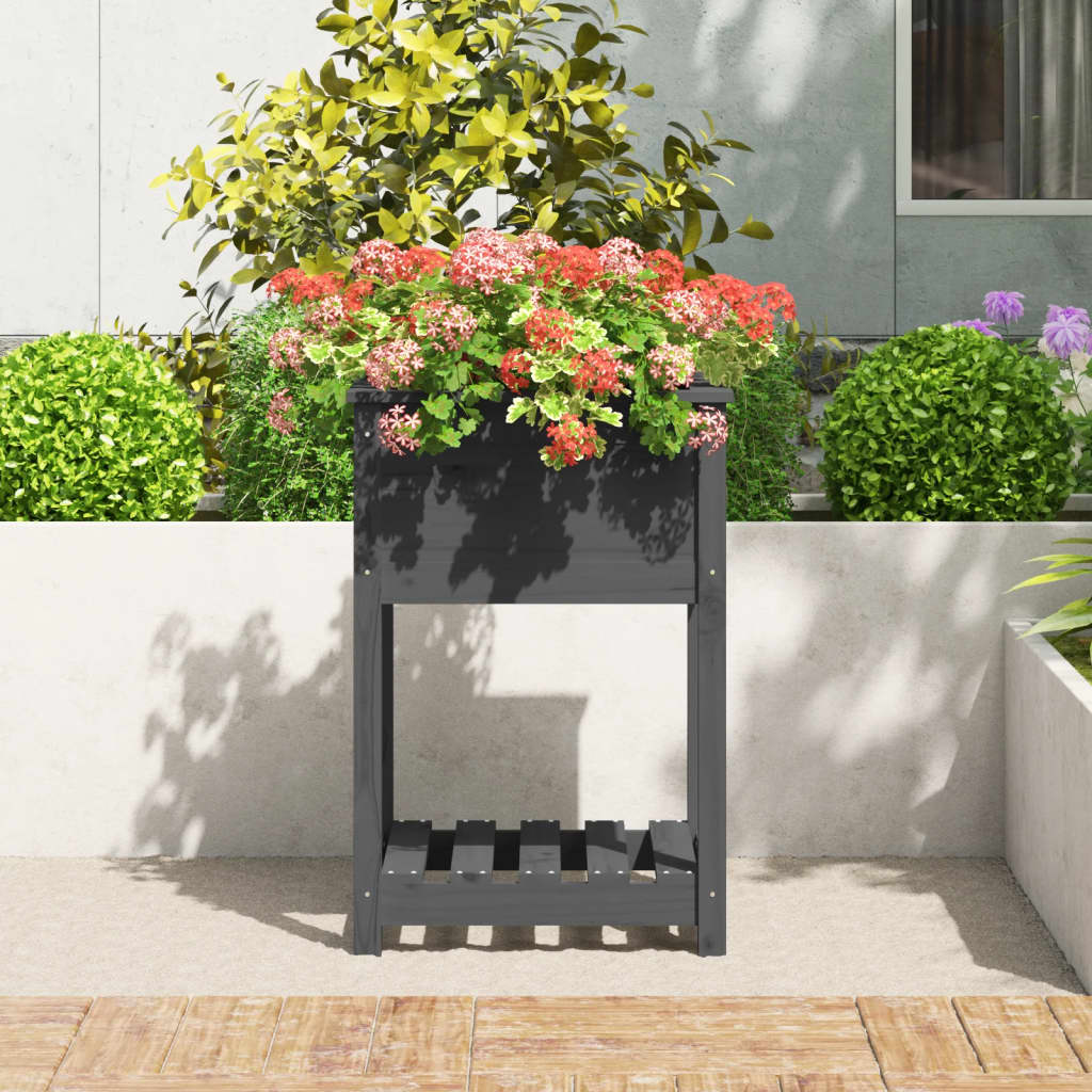 Wooden Plant Pot with Shelf, picture 3 of 5