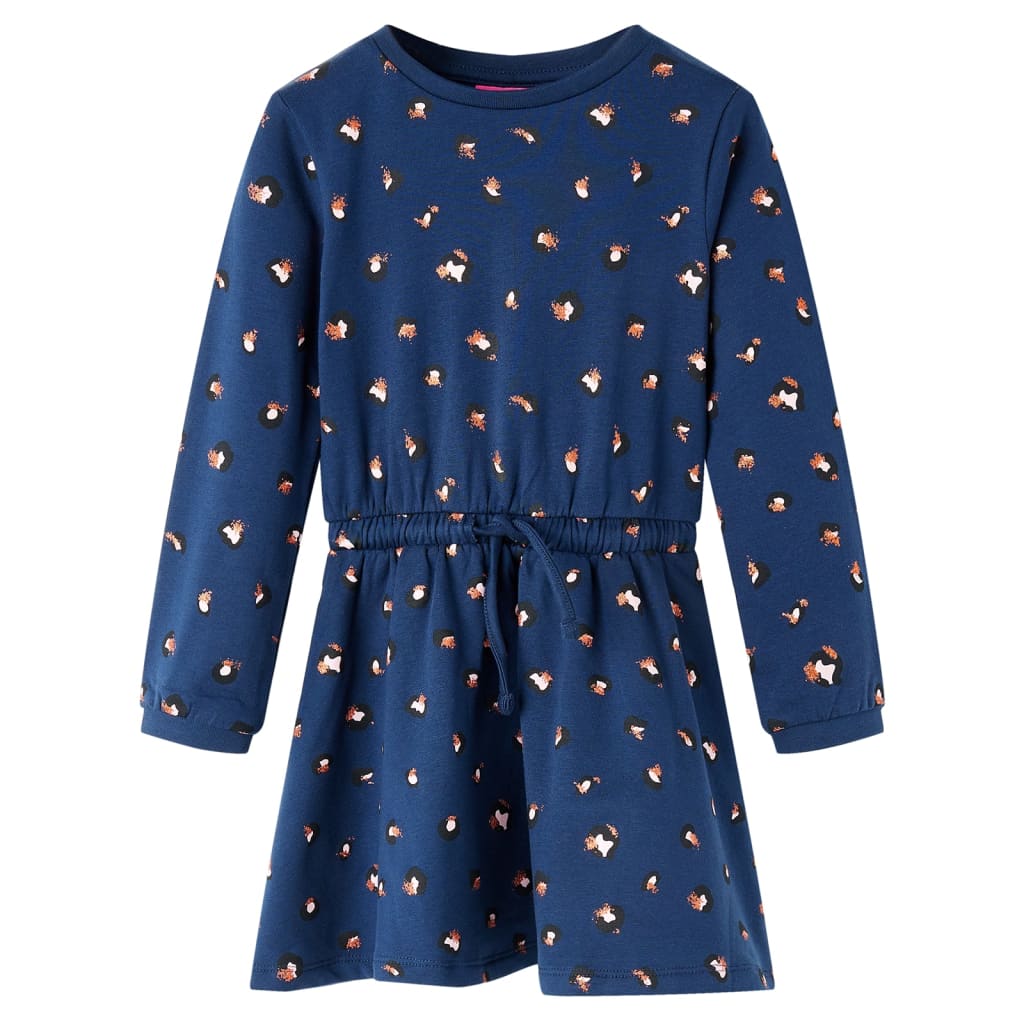 Children's dress with long sleeves, navy blue, size 116