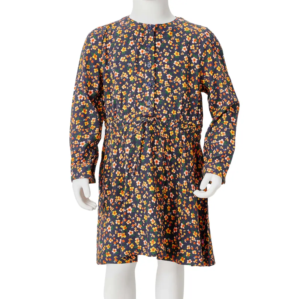Children's dress with long sleeves, navy blue, size 104. Children's dress with