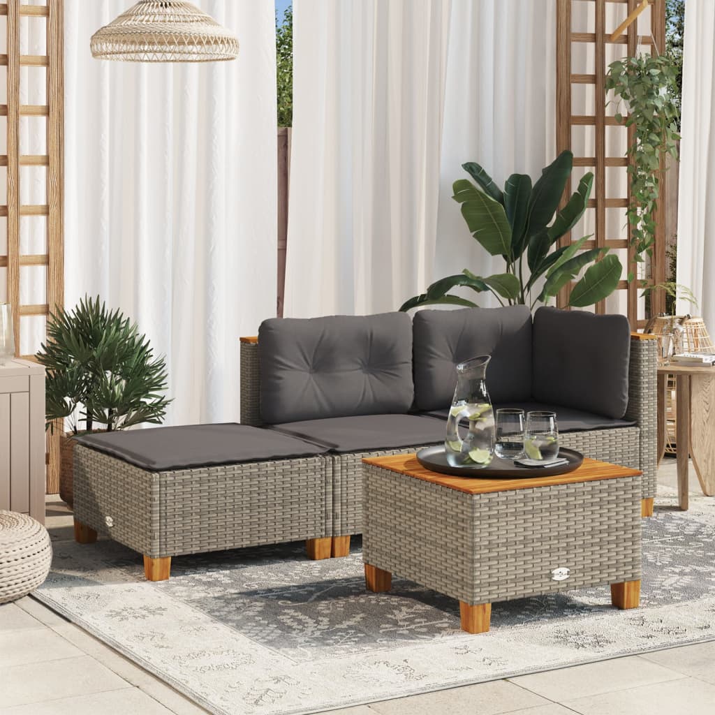 Garden Stool with Cushion 63.Poly Rattan Gray - Shop at LoveMi