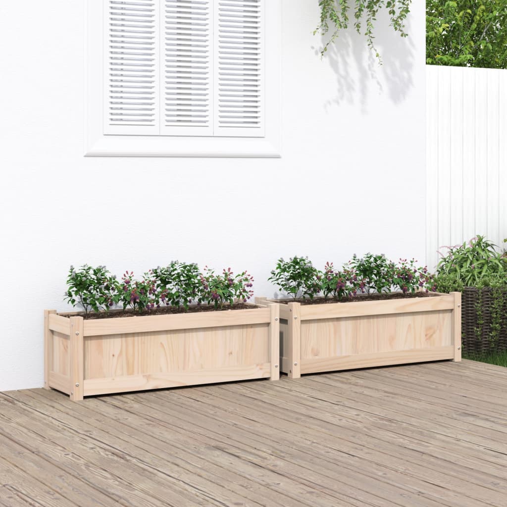   Plant Pots, 2 pcs., Solid Pine Wood