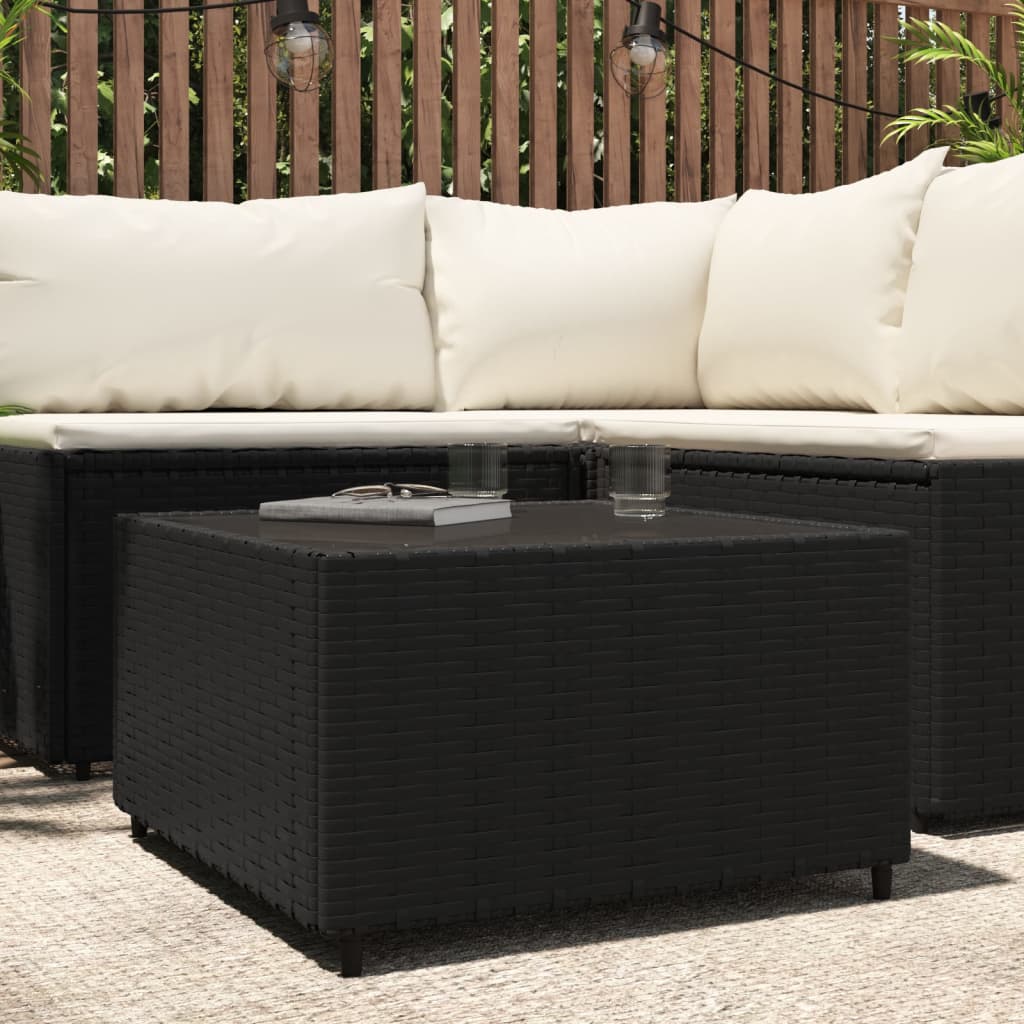 Garden Coffee Table Square Poly Rattan Black - Shop at LoveMi