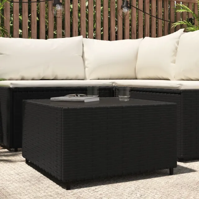 Garden Coffee Table Square Poly Rattan Black - Shop at LoveMi