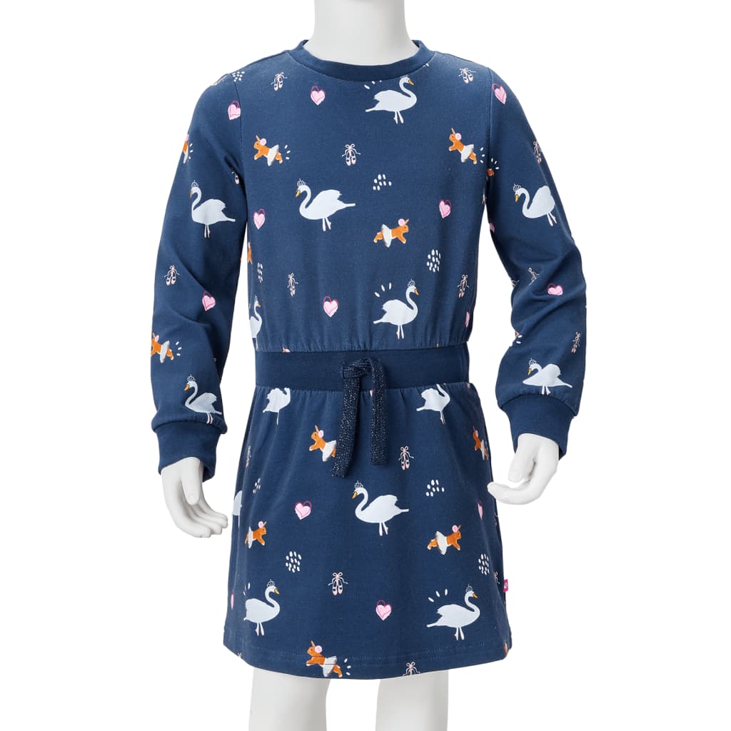 Children's dress with long sleeves, navy blue, size 116