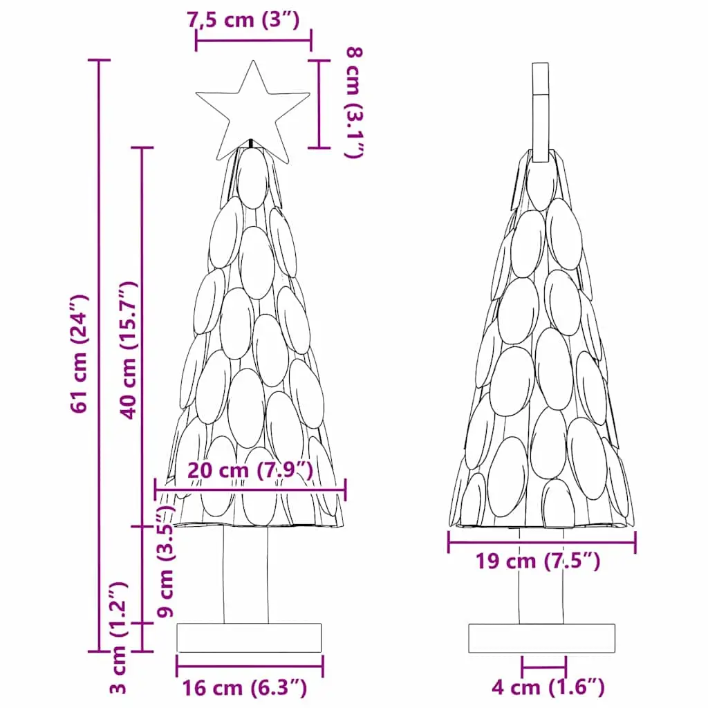 Christmas tree with stand, 60 cm, solid teak wood