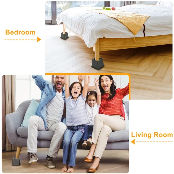 8Pcs Furniture Risers 500kg 1100lbs Capacity Bed Lifters Adjustable Couch Table Chair Risers — foto 2