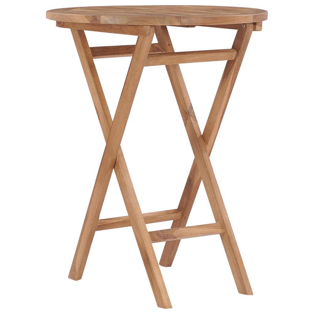 Folding Garden Table 60 cm Solid Teak Wood Around - Shop at LoveMi