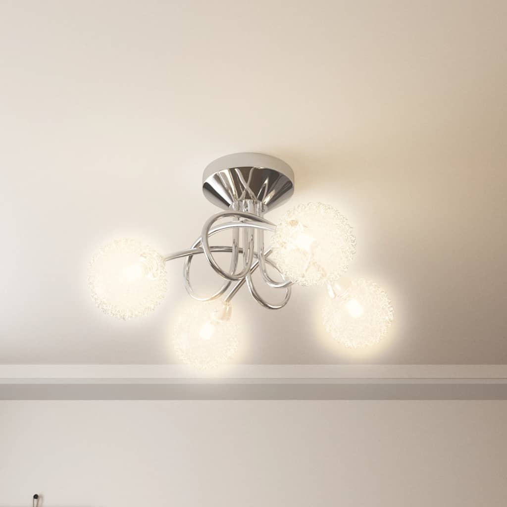 ceiling light with wire mesh shades for 4 G9 LED bulbs