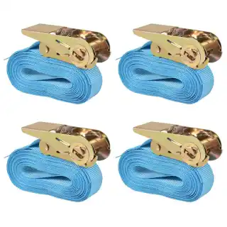 Ratchet Tie-Down Straps, 4 pcs, 0.8 ton, 6m x 25mm